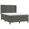 vidaXL Κρεβάτι Boxspring με Στρώμα & LED Σκ. Γκρι 140x190εκ. Βελούδινο
