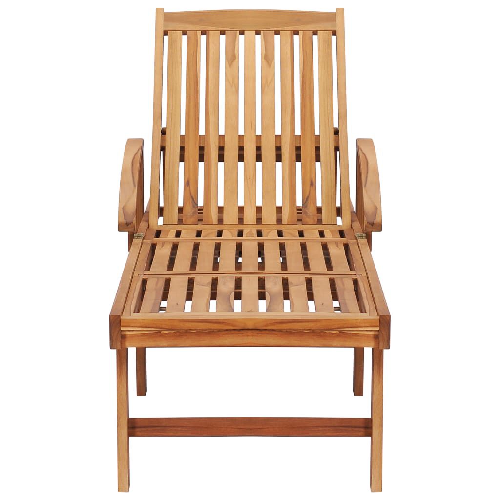 vidaXL Ξαπλώστρα από Μασίφ Ξύλο Teak με Τραπέζι και Μαξιλάρι