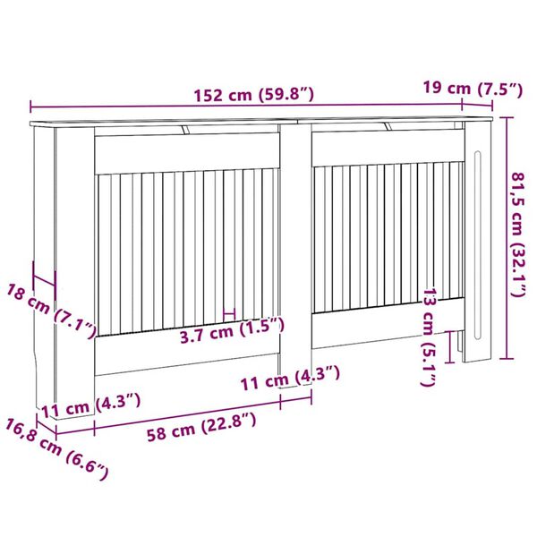 vidaXL Καπάκι Καλοριφέρ 2 pcs Μαύρο 152 x 19 x 81.5 cm
