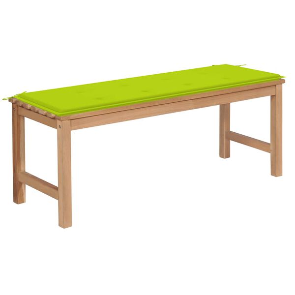 vidaXL Παγκάκι Κήπου 120 εκ. Μασίφ Ξύλο Teak Φωτεινό Πράσινο Μαξιλάρι