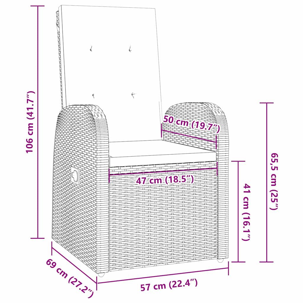 vidaXL Σέτ φαγητού για κήπο με μαξιλάρι 5 pcs Γκρι συνθετικό ρατάν