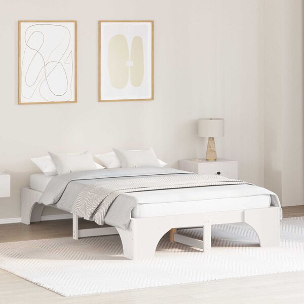 vidaXL Κρεβάτι Λευκό Αντοχής ξύλο 120 x 190 cm Κρεβάτι Ορθογώνιο