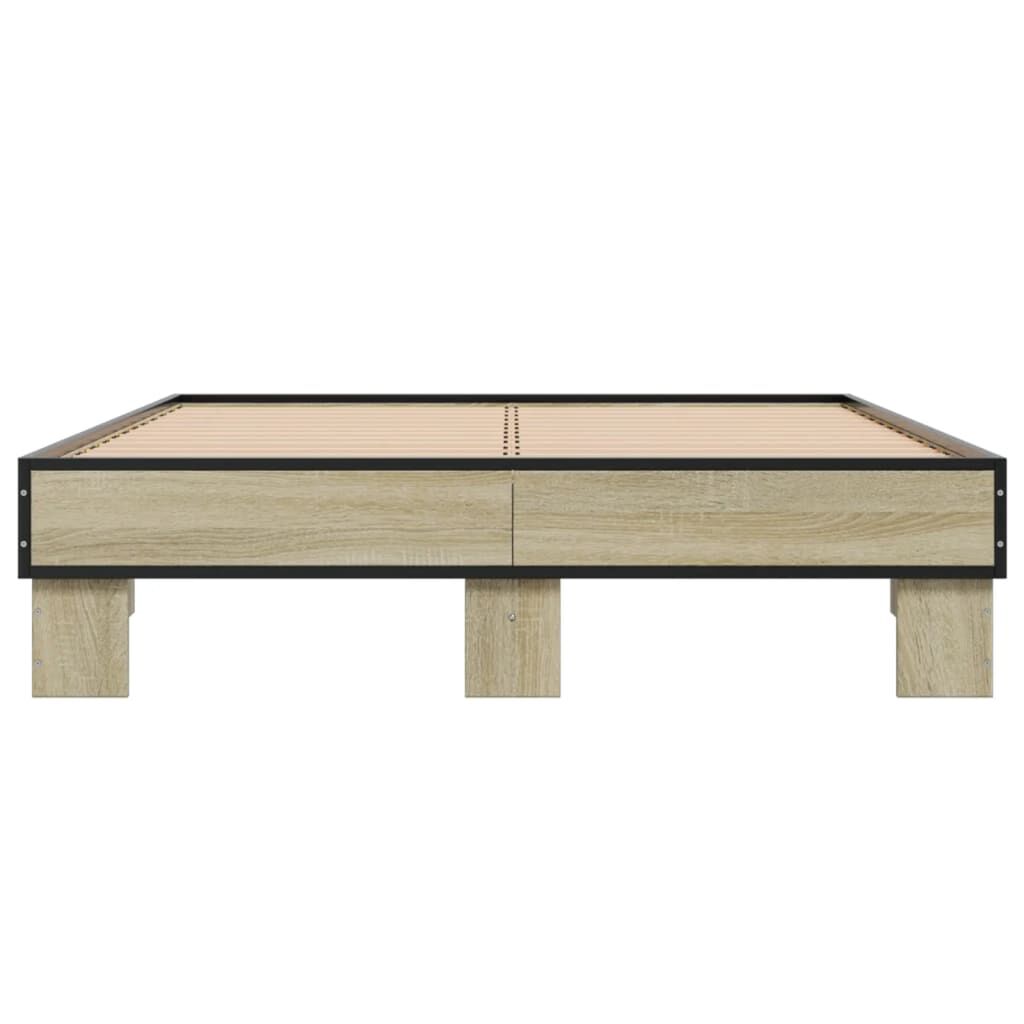 vidaXL Πλαίσιο Κρεβατιού Sonoma Δρυς 120x200 εκ. Επεξ. Ξύλο & Μέταλλο