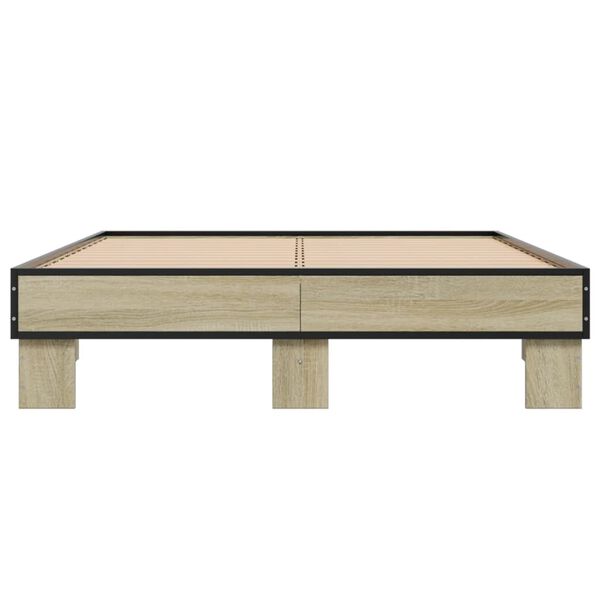 vidaXL Πλαίσιο Κρεβατιού Sonoma Δρυς 120x200 εκ. Επεξ. Ξύλο & Μέταλλο