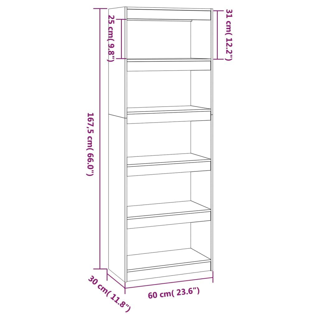 vidaXL Βιβλιοθήκη/Διαχωριστικό Χώρου 60x30x167,5 εκ. Μασίφ Ξύλο Πεύκου