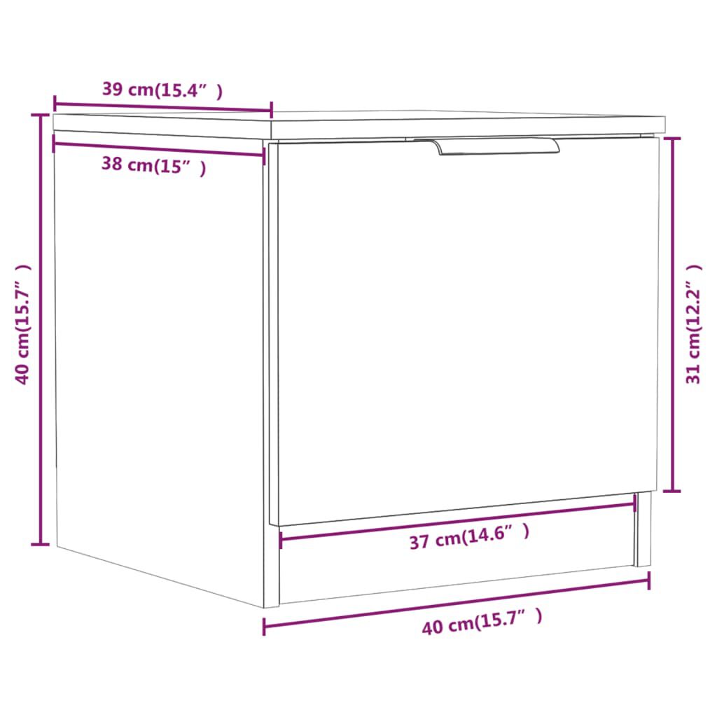 vidaXL Κομοδίνα 2 τεμ. Γκρι Sonoma 40 x 39 x 40 εκ.