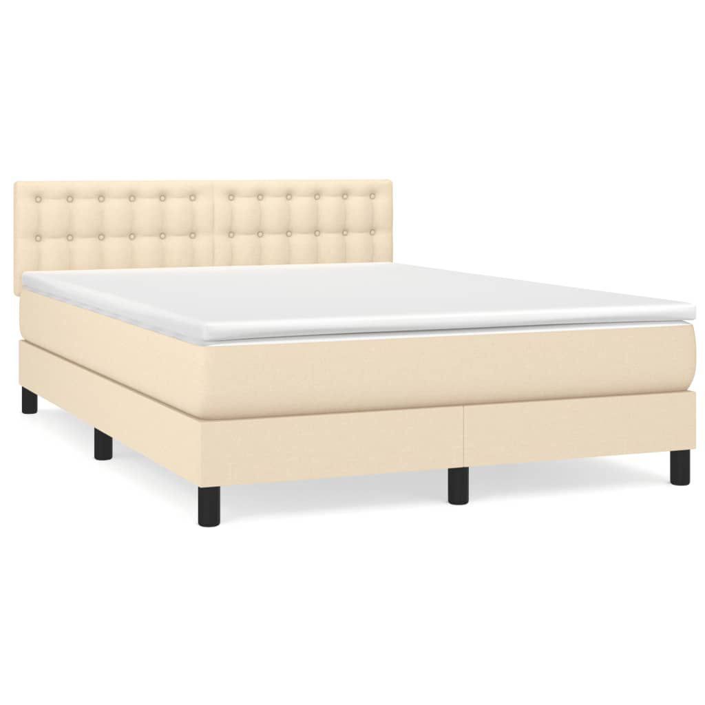 vidaXL Κρεβάτι Boxspring με Στρώμα Κρεμ 140x200 εκ. Υφασμάτινο