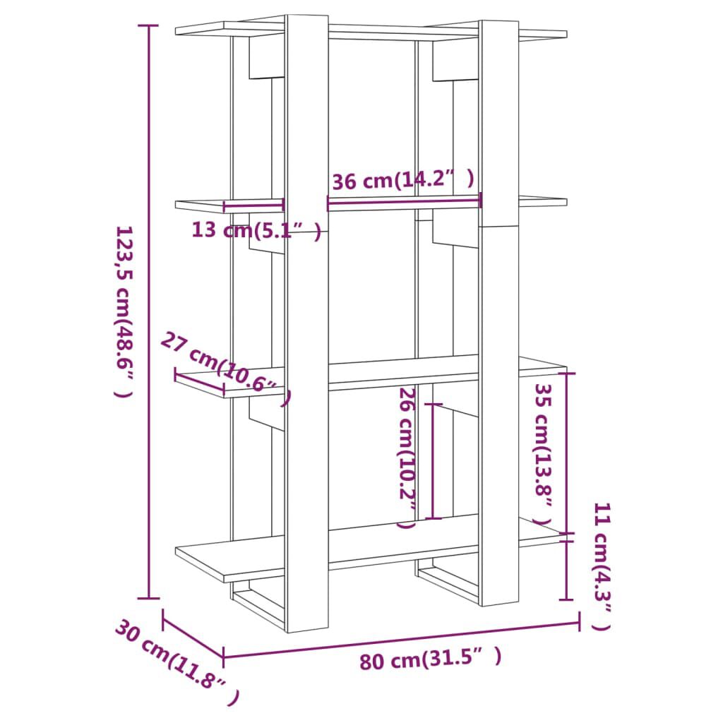 vidaXL Βιβλιοθήκη/Διαχωριστικό Χώρου Λευκό 80 x 30 x 123,5 εκ.