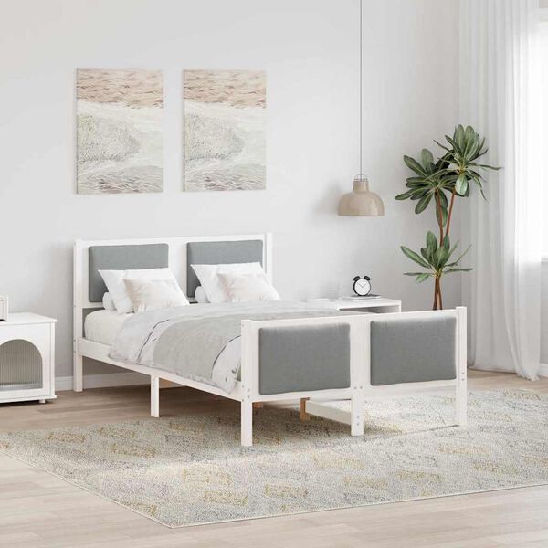 vidaXL Σκελετός Κρεβατιού με κεφαλάρι Ανοιχτό γκρι 120 x 190 cm ύφασμα