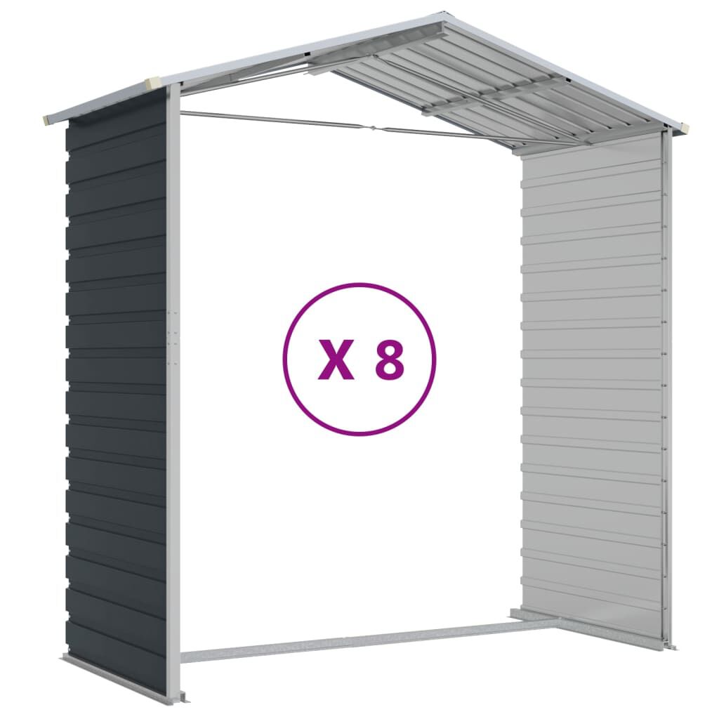 vidaXL Αποθήκη Κήπου Ανθρακί 191x725x198 εκ. από Γαλβανισμένο Ατσάλι