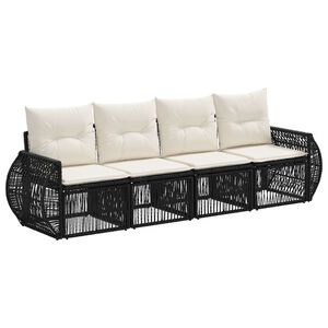 vidaXL &Sigma;&epsilon;&tau; &Kappa;&alpha;&nu;&alpha;&pi;έ &Kappa;ή&pi;&omicron;&upsilon; 4 pcs &Mu;&alpha;ύ&rho;&omicron; &kappa;&alpha;&iota; &Kappa;&rho;&epsilon;&mu; &Lambda;&epsilon;&upsilon;&kappa;ό &sigma;&upsilon;&nu;&theta;&epsilon;&tau;&iota;&kappa;ό &rho;&alpha;&tau;ά&nu;