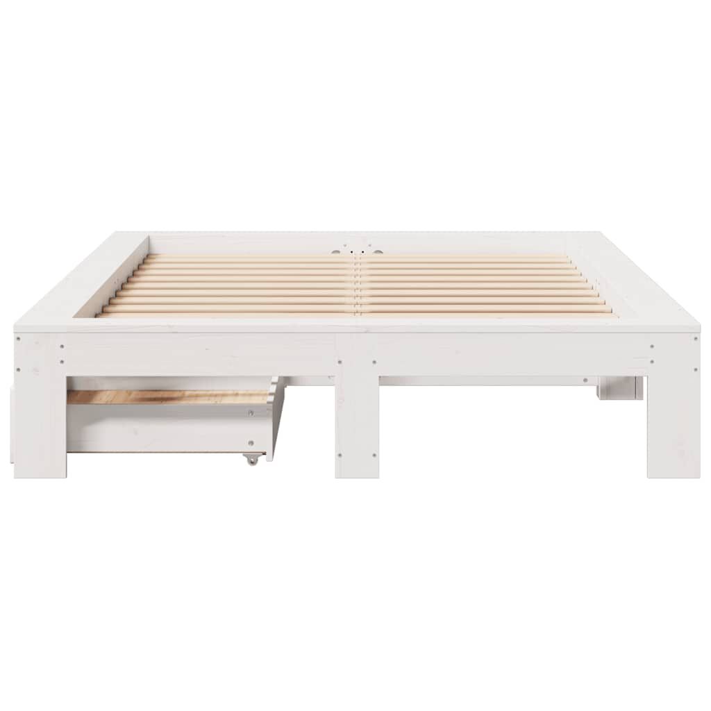 vidaXL Σκελετός Κρεβ. Χωρίς Στρώμα Λευκό 135x190 εκ Μασίφ Πεύκο