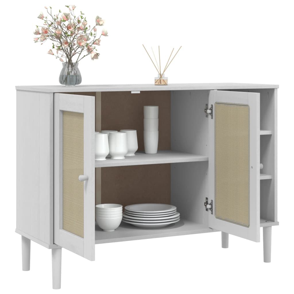 vidaXL Μπουφές SENJA Λευκό / Ρατάν 112 x 40 x 80 εκ. Μασίφ Ξύλο Πεύκου