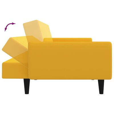 vidaXL Καναπές Κρεβάτι Διθέσιος Κίτρινος Βελούδινος