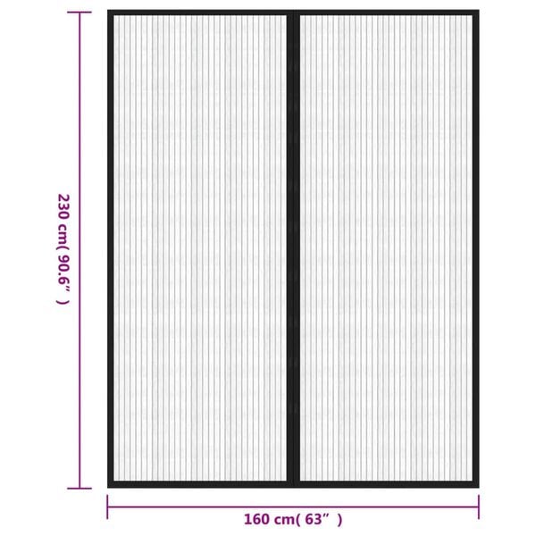 vidaXL Σίτα Πόρτας 2 Τεμαχίων Μαύρη 230 x 160 εκ. με Μαγνήτες