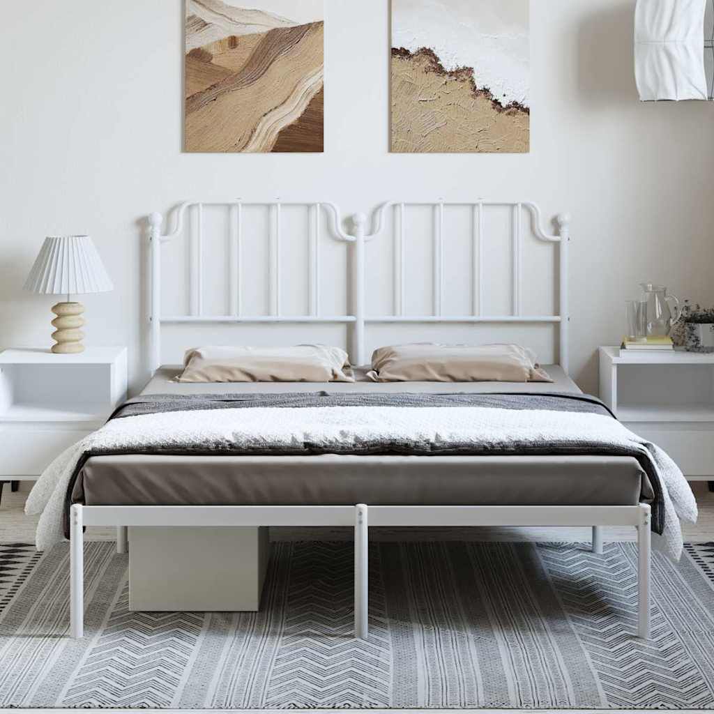 vidaXL Πλαίσιο Κρεβατιού με Κεφαλάρι Λευκό 150 x 200 εκ. Μεταλλικό