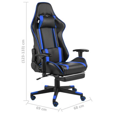 vidaXL Καρέκλα Gaming Περιστρεφόμενη με Υποπόδιο Μπλε PVC