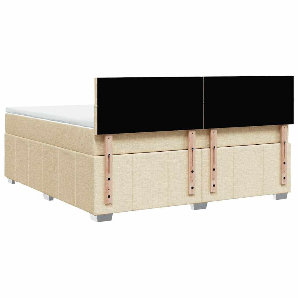 vidaXL Κρεβάτι Boxspring με Στρώμα Κρεμ 180x200 εκ. Υφασμάτινο