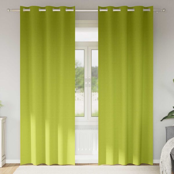 vidaXL Κουρτίνες με κουρτίνες 2 pcs Λαχανί 225 x 140 εκ. Πολυεστέρας