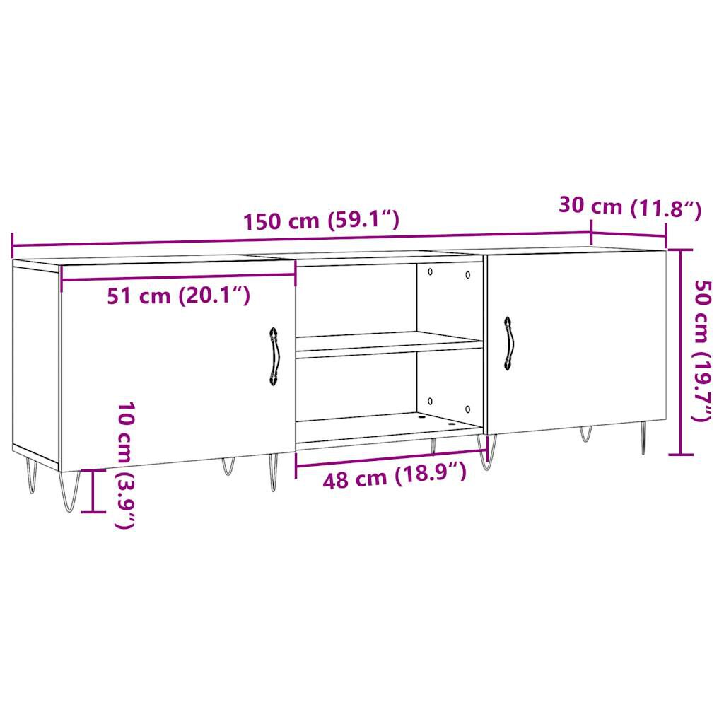 vidaXL Έπιπλο Τηλεόρασης Δρυς τεχνίτης 150x30x50 εκ. Επεξ. Ξύλο
