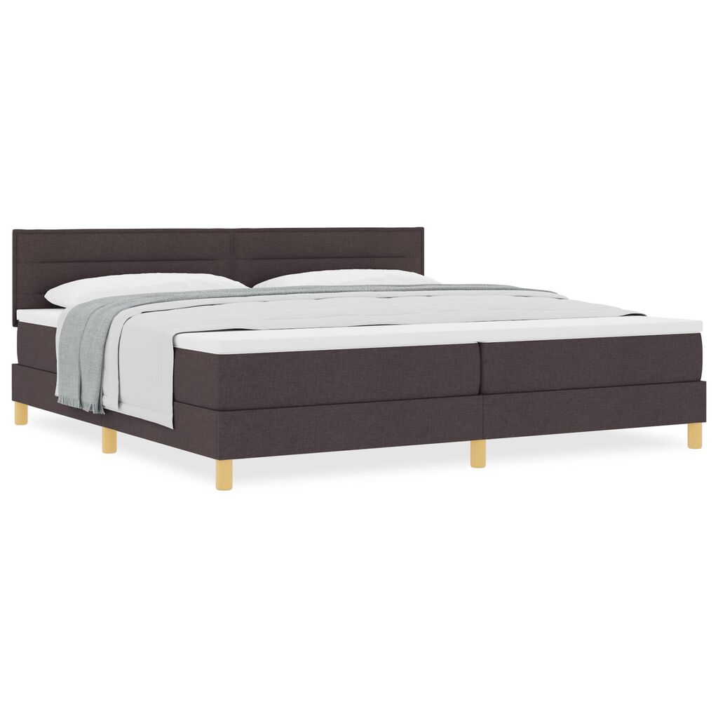 vidaXL Κρεβάτι Box Spring με Στρώμα Σκούρο Καφέ 200x200 εκ. Ύφασμα