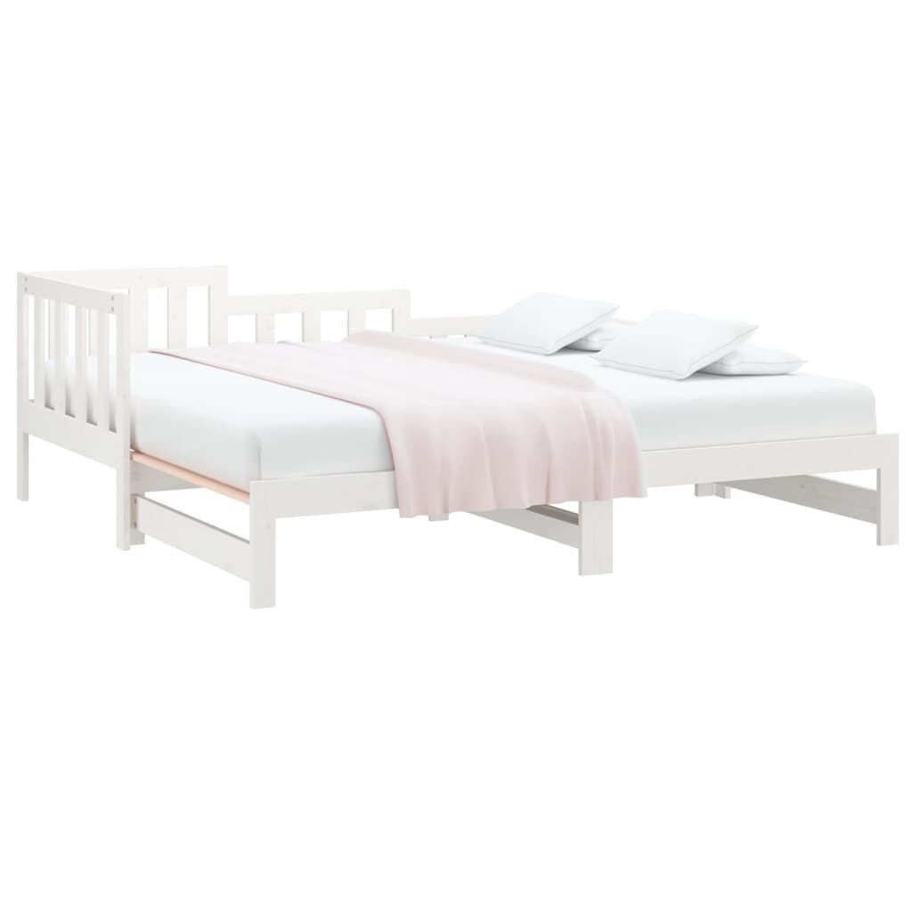 vidaXL Καναπές Κρεβάτι Συρόμενος Λευκός 2x(90x200) εκ. Μασίφ Πεύκο