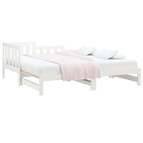 vidaXL Καναπές Κρεβάτι Συρόμενος Λευκός 2x(90x200) εκ. Μασίφ Πεύκο