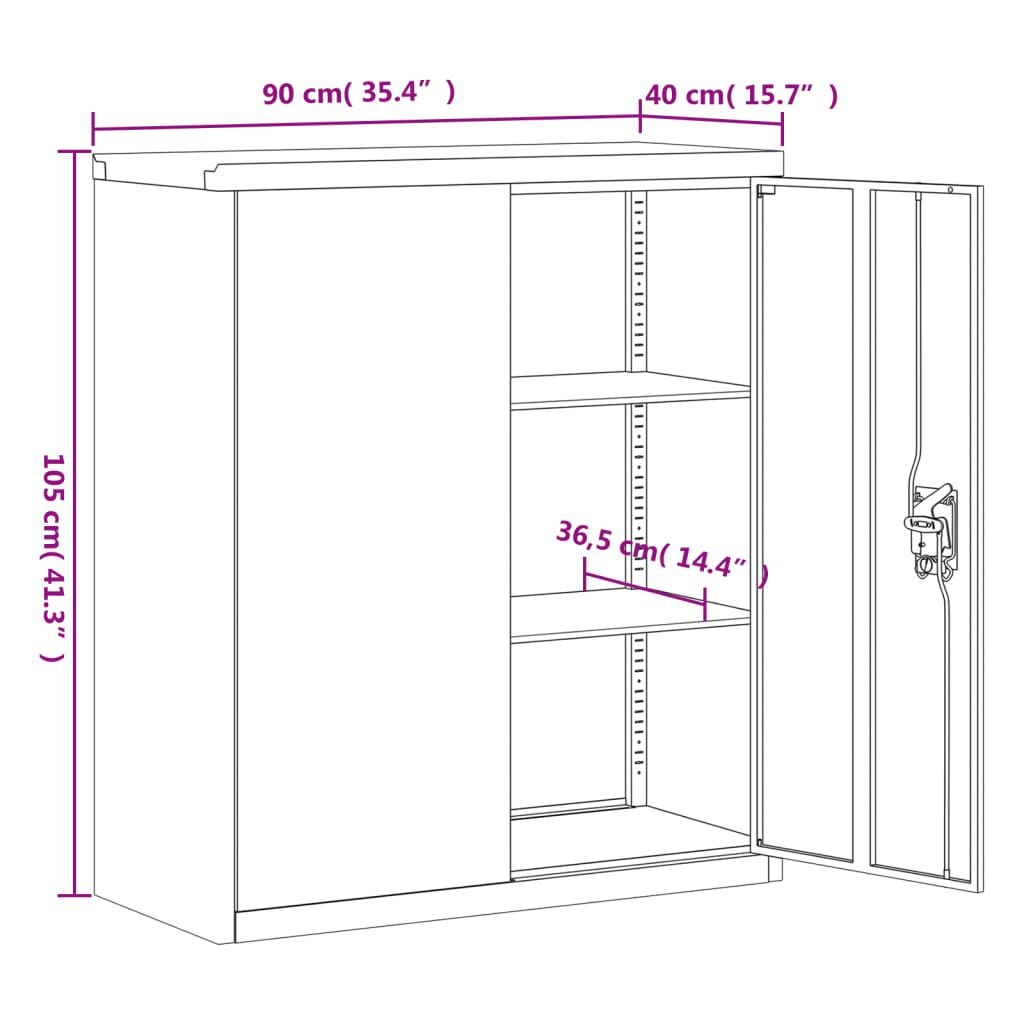 vidaXL Αρχειοθήκη Ανθρακί 90 x 40 x 105 εκ. Ατσάλινη