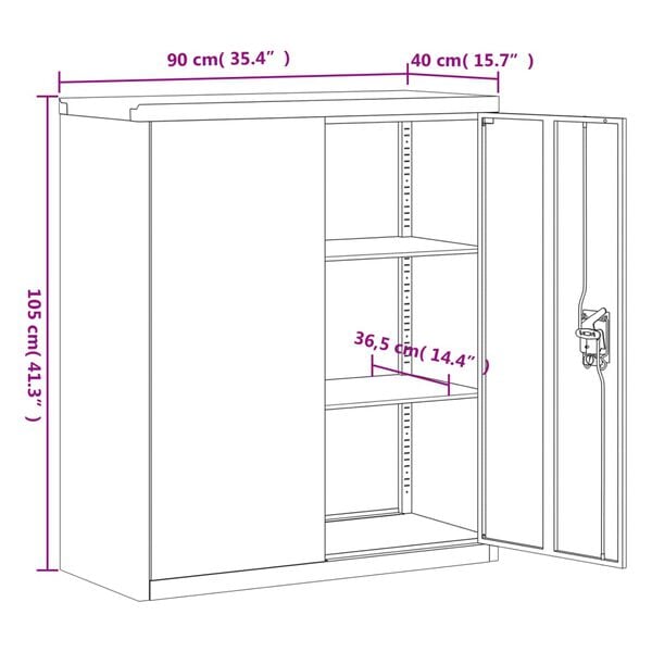 vidaXL Αρχειοθήκη Ανθρακί 90 x 40 x 105 εκ. Ατσάλινη