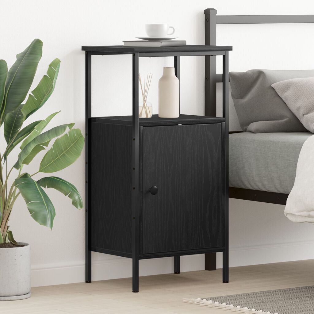 vidaXL Κομοδίνο Μαύρο Δρυς 41x31x80 εκ Επεξεργασμένο ξύλο