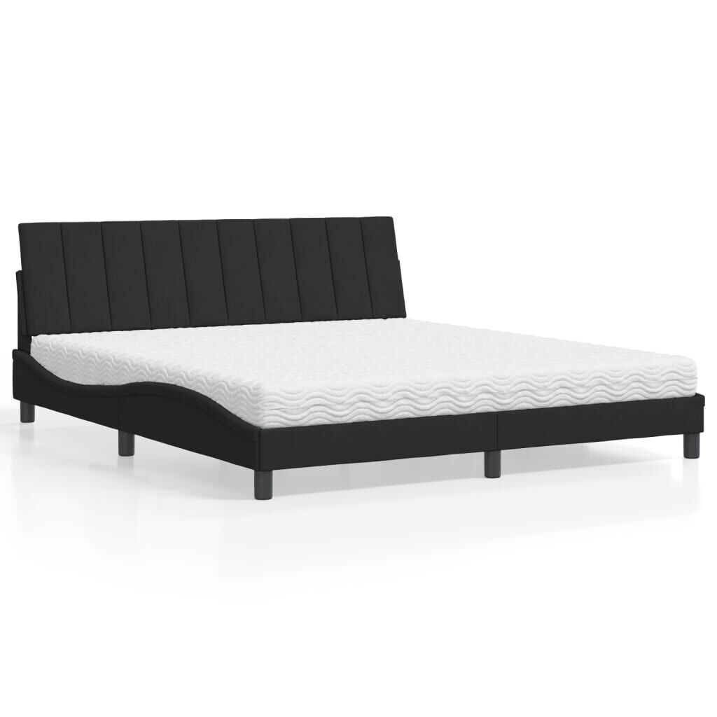 vidaXL Κρεβάτι με Στρώμα Μαύρο 180x200 εκ. Βελούδινο