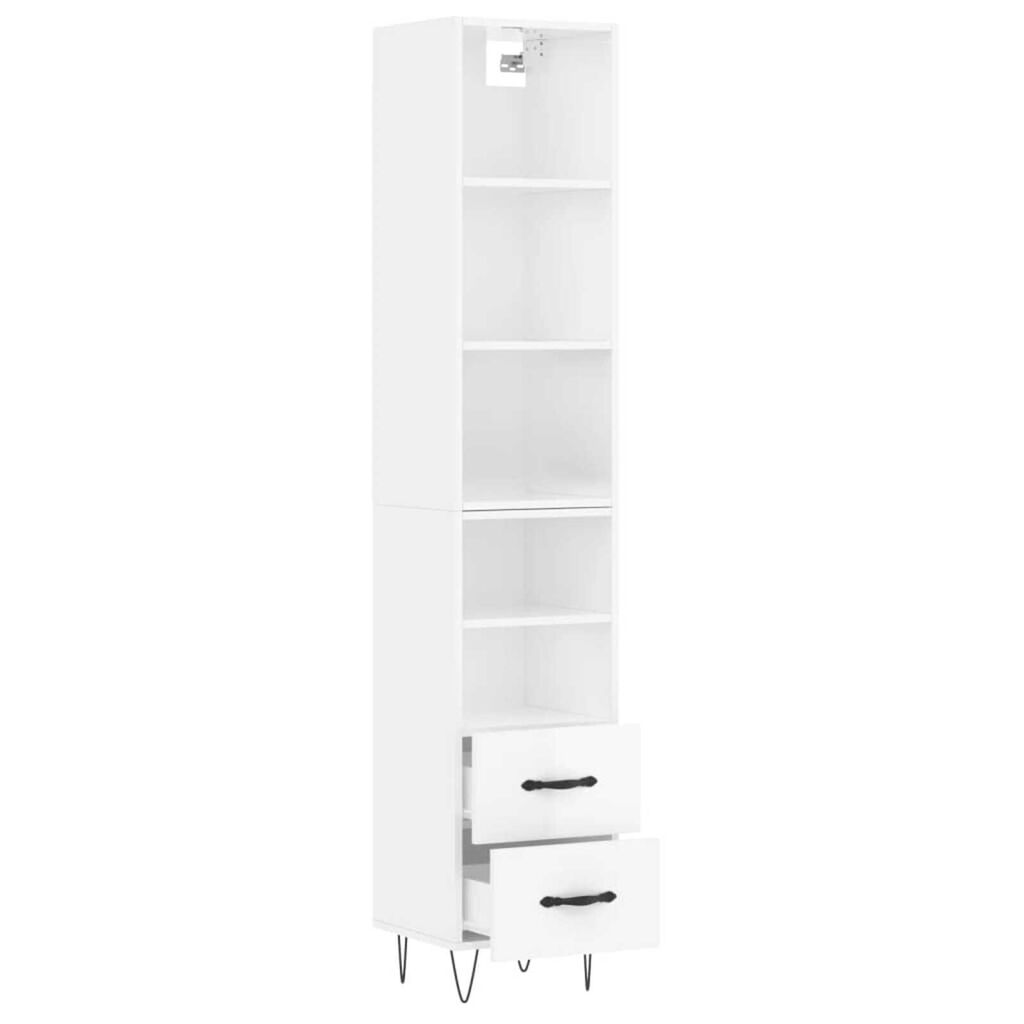 vidaXL Ντουλάπι Γυαλ. Λευκό 34,5 x 34 x 180 εκ. από Επεξεργασμένο Ξύλο