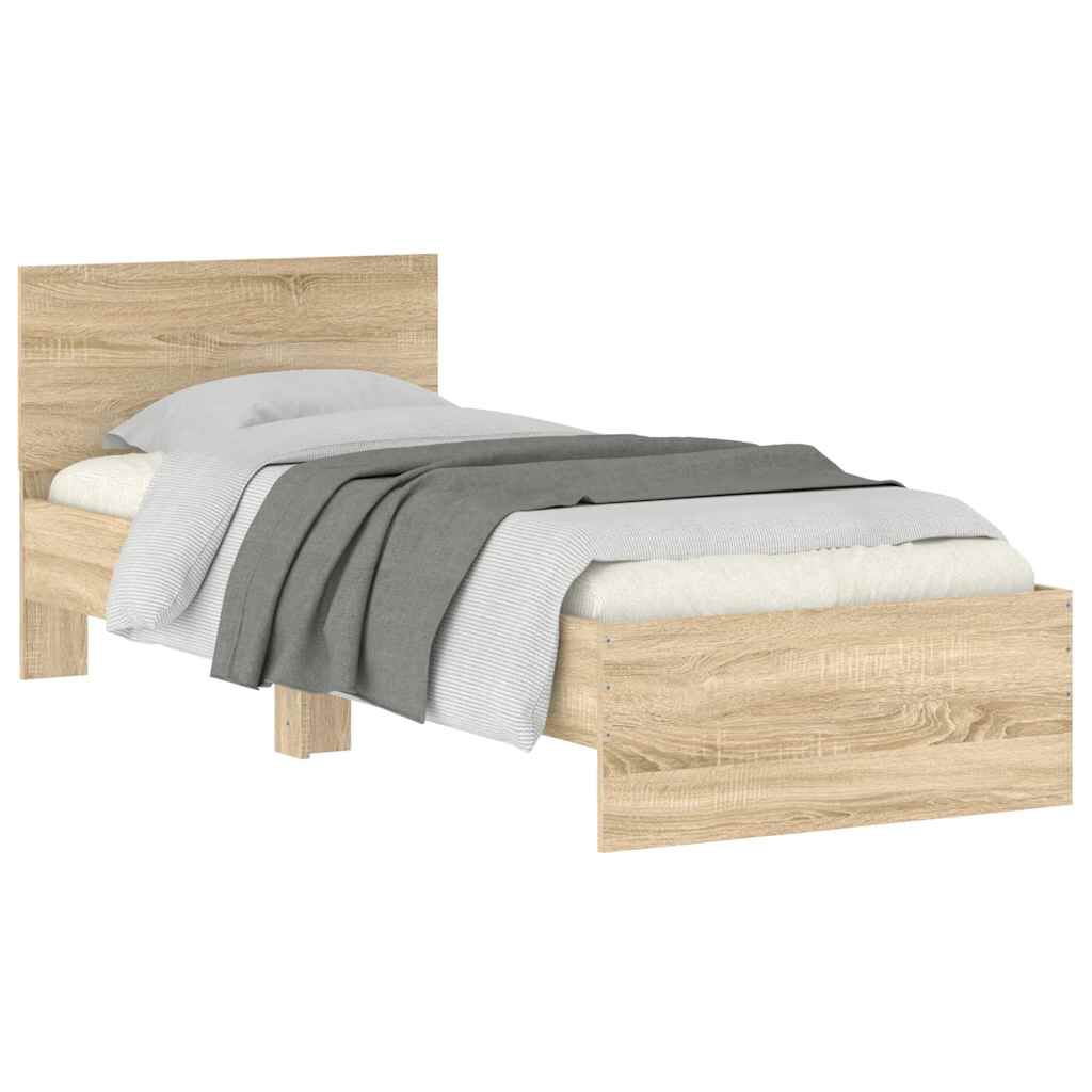 vidaXL Πλαίσιο Κρεβατιού με Κεφαλάρι Sonoma Δρυς 75x190 εκ. Επεξ. Ξύλο