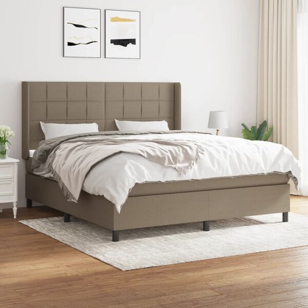vidaXL &Kappa;&rho;&epsilon;&beta;ά&tau;&iota; Boxspring &mu;&epsilon; &Sigma;&tau;&rho;ώ&mu;&alpha; Taupe 180x200 &epsilon;&kappa;. &Upsilon;&phi;&alpha;&sigma;&mu;ά&tau;&iota;&nu;&omicron;