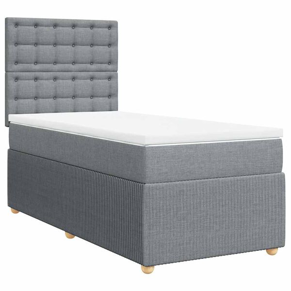 vidaXL Κρεβάτι Boxspring με Στρώμα Ανοιχτό Γκρι 100x200 εκ. Υφασμάτινο