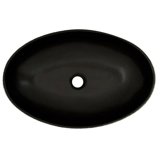 vidaXL Νιπτήρας Οβάλ Μαύρος και Μπλε 56,5x36,5x13,5 εκ. Κεραμικός