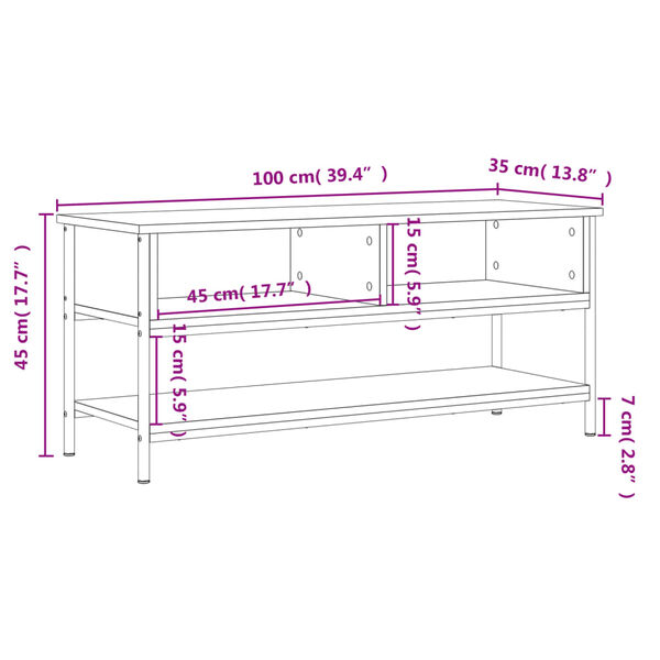 vidaXL Έπιπλο Τηλεόρασης Καφέ Δρυς 100x35x45 εκ. Επεξεργασμένο Ξύλο