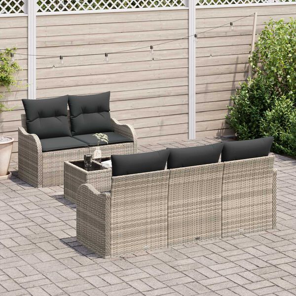 vidaXL Σετ Καναπέ Κήπου 6 pcs Ανοιχτό γκρι Πολυ ράταν