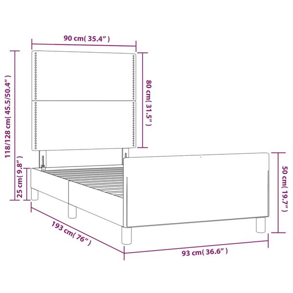 vidaXL Σκελετός Κρεβατιού Χωρίς Στρώμα Μπλε 90x190 εκ. Υφασμάτινο