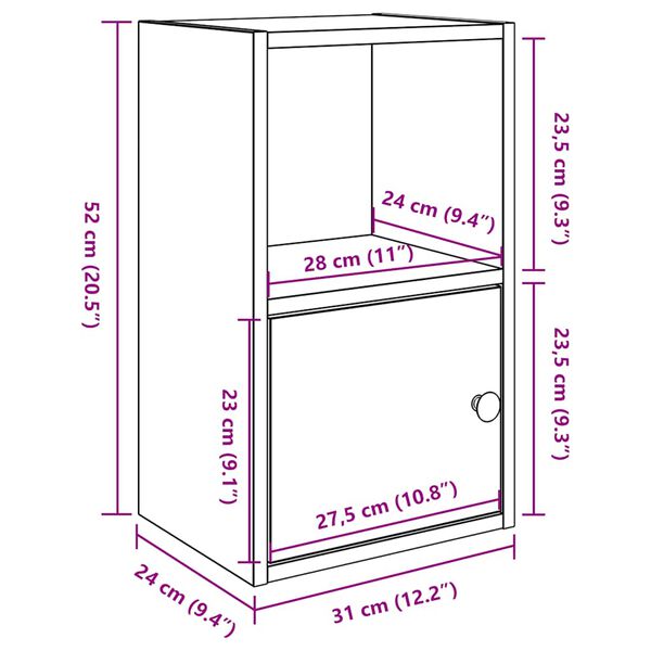 vidaXL Βιβλιοθήκη Λευκή 31x24x52 εκ. από Επεξεργασμένο Ξύλο