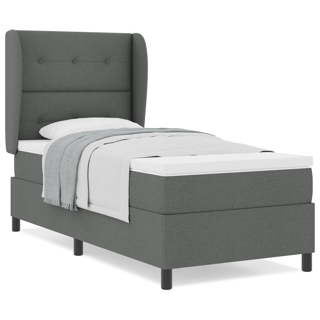 κρεβάτι με στρώμα vidaXL Box Spring Γκρι 100x200 εκ Υφάσματος