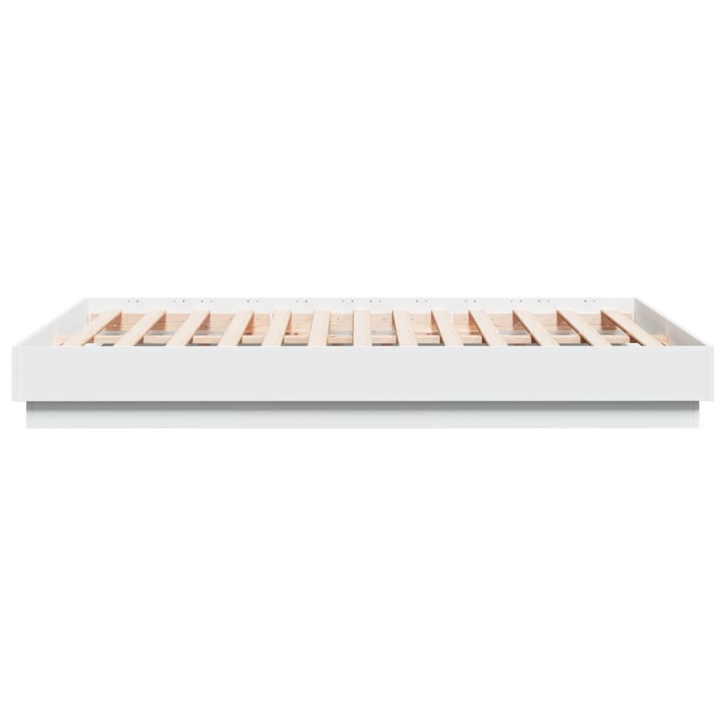 vidaXL Πλαίσιο Κρεβατιού με LED Λευκό 135 x 190 εκ.