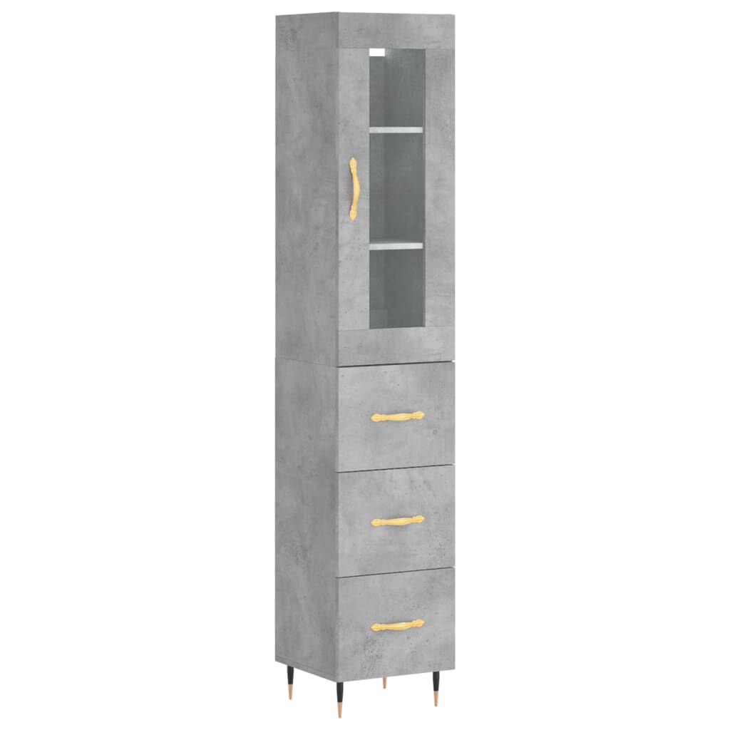vidaXL Ντουλάπι Γκρι Σκυροδέματος 34,5x34x180 εκ. Επεξεργασμένο Ξύλο