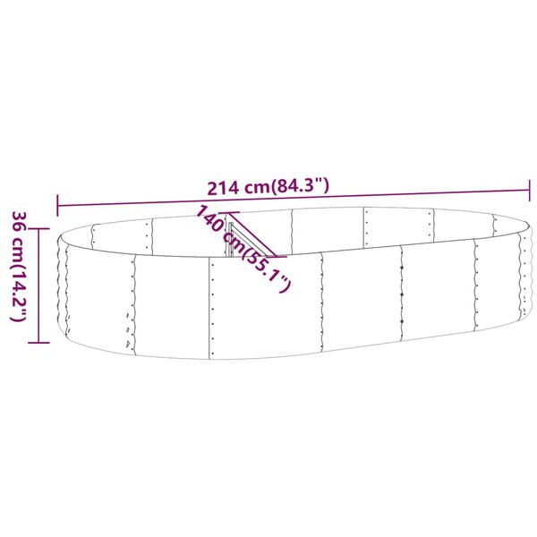 vidaXL Ζαρντινιέρα Ανθρακί 214x140x36εκ Ατσάλι με Ηλεκτρ. Βαφή Πούδρας