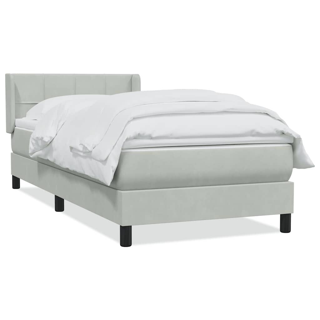 vidaXL Box Spring κρεβάτι με στρώμα ανοιχτό γκρι 80x220 cm Βελούδινο