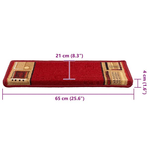 vidaXL Πατάκια Σκάλας Αυτοκόλλητα 5 τεμ. Κόκκινα 65x21x4 εκ.