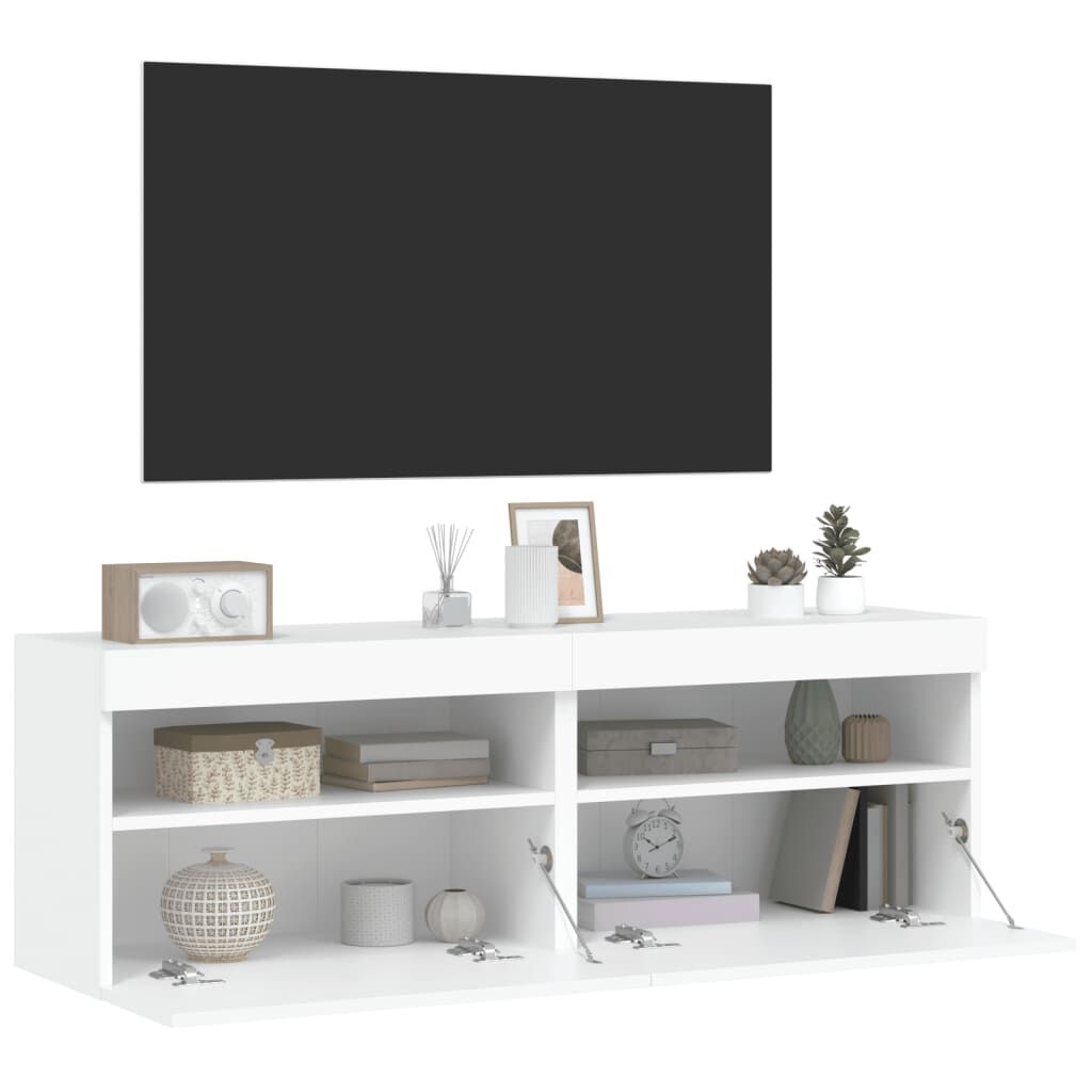 vidaXL Έπιπλα Τοίχου Τηλεόρασης με LED 2 Τεμ. Λευκά 60x30x40 εκ.