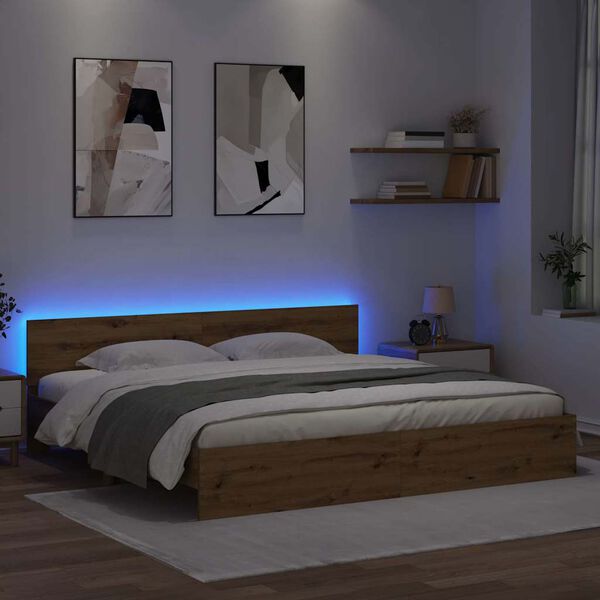 vidaXL &Sigma;&kappa;&epsilon;&lambda;&epsilon;&tau;ό&sigmaf; &Kappa;&rho;&epsilon;&beta;&alpha;&tau;&iota;&omicron;ύ Artisan Oak 180 x 200 cm &Epsilon;&pi;&epsilon;&xi;&epsilon;&rho;&gamma;&alpha;&sigma;&mu;έ&nu;&omicron; &xi;ύ&lambda;&omicron;