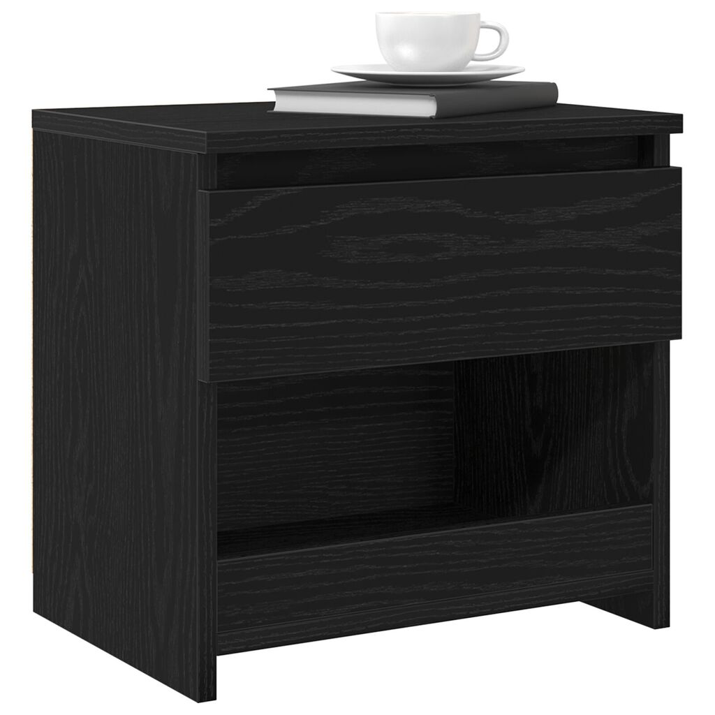 vidaXL Μαύρο Κομοδίνο από Δρυς 40x30x39 εκ. από Επεξεργασμένο Ξύλο