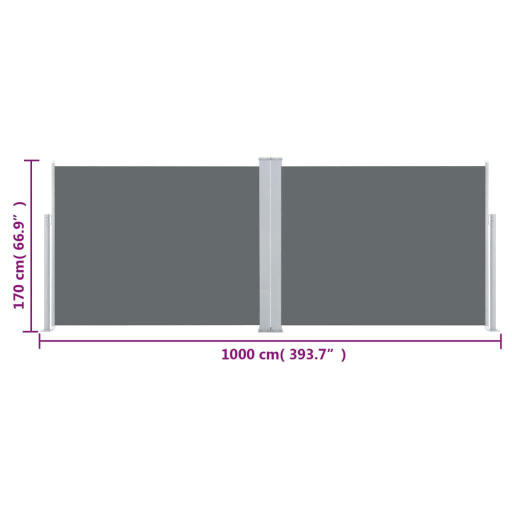 vidaXL Σκίαστρο Πλαϊνό Συρόμενο Ανθρακί 170 x 1000 εκ.